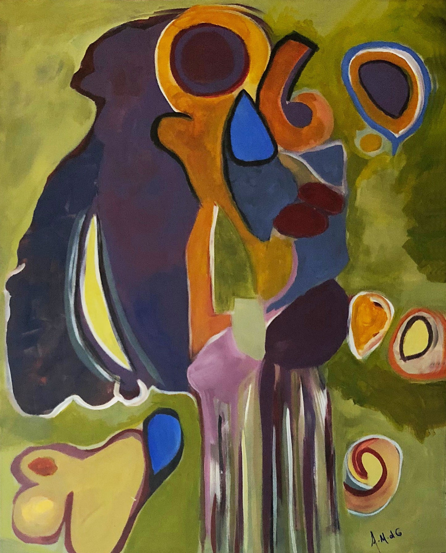 "Numbers Game in Green" Original Painting