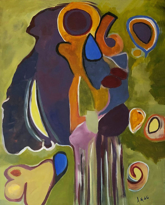 "Numbers Game in Green" Original Painting